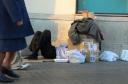 Indigente en Plaça Catalunya